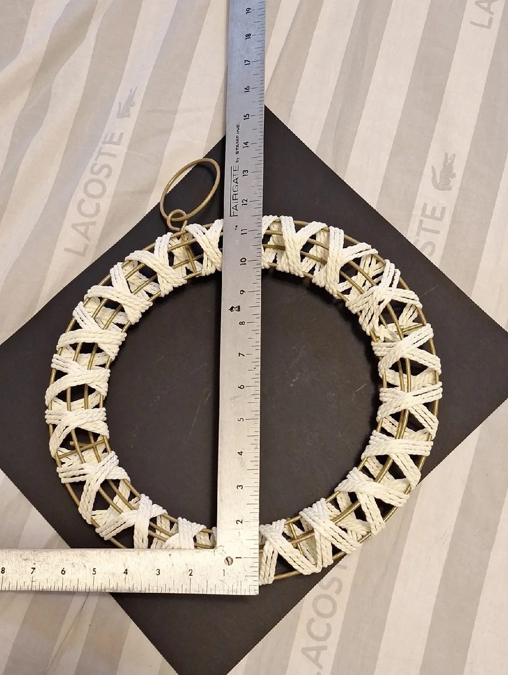 Cream and Brass Braided Holiday Wreath - Decorative Wall Accent